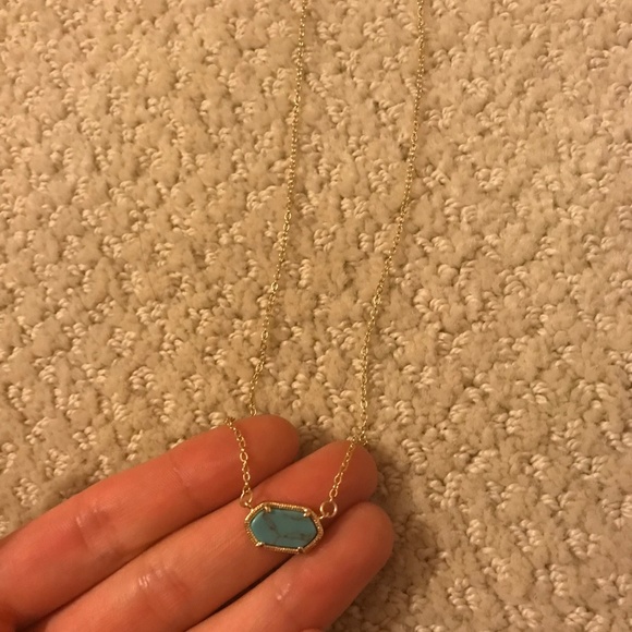 Gold Plated Aqua Stone Pendant Necklace - Picture 3 of 3